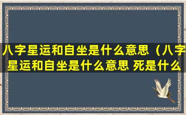 八字星运和自坐是什么意思（八字星运和自坐是什么意思 死是什么意思）